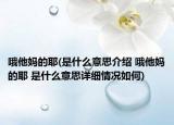 哦他媽的耶(是什么意思介紹 哦他媽的耶 是什么意思詳細(xì)情況如何)