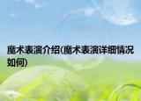 魔術(shù)表演介紹(魔術(shù)表演詳細情況如何)