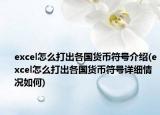 excel怎么打出各國貨幣符號介紹(excel怎么打出各國貨幣符號詳細情況如何)