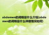 abdomen的詞根是什么介紹(abdomen的詞根是什么詳細(xì)情況如何)