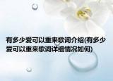 有多少愛可以重來歌詞介紹(有多少愛可以重來歌詞詳細情況如何)