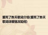 愛死了昨天歌詞介紹(愛死了昨天歌詞詳細(xì)情況如何)