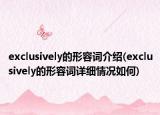 exclusively的形容詞介紹(exclusively的形容詞詳細情況如何)