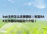 bak文件怎么還原圖標(biāo)（恢復(fù)BAK文件圖標(biāo)問題簡(jiǎn)介介紹）