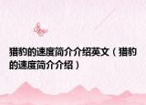 獵豹的速度簡介介紹英文（獵豹的速度簡介介紹）