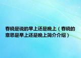 春曉是說的早上還是晚上（春曉的意思是早上還是晚上簡介介紹）