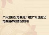 廣州注冊公司費用介紹(廣州注冊公司費用詳細情況如何)