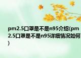 pm2.5口罩是不是n95介紹(pm2.5口罩是不是n95詳細(xì)情況如何)