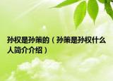 孫權(quán)是孫策的（孫策是孫權(quán)什么人簡(jiǎn)介介紹）