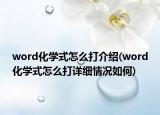 word化學式怎么打介紹(word化學式怎么打詳細情況如何)