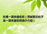杜甫一飯未嘗忘君（蘇軾曾云杜子美一飯未嘗忘君簡(jiǎn)介介紹）