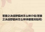 蒼狼之決戰(zhàn)野狐嶺怎么樣介紹(蒼狼之決戰(zhàn)野狐嶺怎么樣詳細(xì)情況如何)