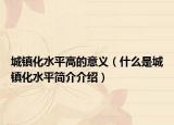 城鎮(zhèn)化水平高的意義（什么是城鎮(zhèn)化水平簡介介紹）