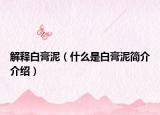 解釋白膏泥（什么是白膏泥簡(jiǎn)介介紹）