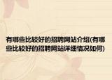有哪些比較好的招聘網(wǎng)站介紹(有哪些比較好的招聘網(wǎng)站詳細(xì)情況如何)