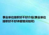 事業(yè)單位掛職好不好介紹(事業(yè)單位掛職好不好詳細情況如何)