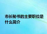 市長秘書的主要職位是什么簡介