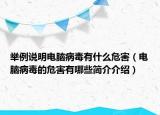 舉例說明電腦病毒有什么危害（電腦病毒的危害有哪些簡(jiǎn)介介紹）