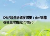 DNF裝備增幅在哪里（dnf武器在哪里增幅簡(jiǎn)介介紹）