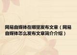 網易自媒體在哪里發(fā)布文章（網易自媒體怎么發(fā)布文章簡介介紹）