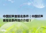 中國好聲音報名條件（中國好聲音報名條件簡介介紹）