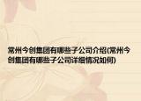 常州今創(chuàng)集團有哪些子公司介紹(常州今創(chuàng)集團有哪些子公司詳細情況如何)