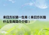 來日方長猜一生肖（來日方長指什么生肖簡介介紹）