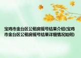 寶雞市金臺區(qū)公租房搖號結(jié)果介紹(寶雞市金臺區(qū)公租房搖號結(jié)果詳細(xì)情況如何)