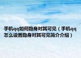 手機(jī)qq如何隱身對(duì)其可見（手機(jī)qq怎么設(shè)置隱身對(duì)其可見簡(jiǎn)介介紹）