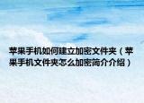 蘋果手機(jī)如何建立加密文件夾（蘋果手機(jī)文件夾怎么加密簡(jiǎn)介介紹）