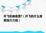 開(kāi)飛機(jī)啥意思?（開(kāi)飛機(jī)什么意思簡(jiǎn)介介紹）