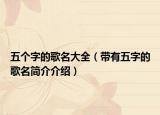 五個(gè)字的歌名大全（帶有五字的歌名簡(jiǎn)介介紹）