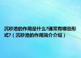 沉砂池的作用是什么?通常有哪些形式?（沉砂池的作用簡介介紹）