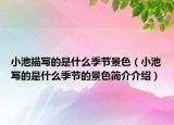小池描寫(xiě)的是什么季節(jié)景色（小池寫(xiě)的是什么季節(jié)的景色簡(jiǎn)介介紹）