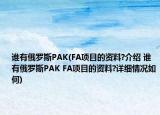 誰有俄羅斯PAK(FA項(xiàng)目的資料?介紹 誰有俄羅斯PAK FA項(xiàng)目的資料?詳細(xì)情況如何)