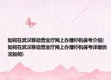 如何在武漢移動營業(yè)廳網(wǎng)上辦理停機保號介紹(如何在武漢移動營業(yè)廳網(wǎng)上辦理停機保號詳細情況如何)