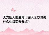 無力回天的生肖（回天無力時(shí)說什么生肖簡(jiǎn)介介紹）