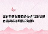 IE瀏覽器有漏洞嗎介紹(IE瀏覽器有漏洞嗎詳細(xì)情況如何)