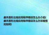 虐殺原形出現(xiàn)應(yīng)用程序錯(cuò)誤怎么辦介紹(虐殺原形出現(xiàn)應(yīng)用程序錯(cuò)誤怎么辦詳細(xì)情況如何)