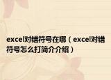 excel對(duì)錯(cuò)符號(hào)在哪（excel對(duì)錯(cuò)符號(hào)怎么打簡介介紹）