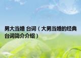 男大當(dāng)婚 臺(tái)詞（大男當(dāng)婚的經(jīng)典臺(tái)詞簡介介紹）