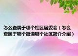 怎么查屬于哪個(gè)社區(qū)居委會(huì)（怎么查屬于哪個(gè)街道哪個(gè)社區(qū)簡(jiǎn)介介紹）