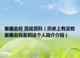秦國名將 百度百科（歷史上有沒有秦國名將名韜這個人簡介介紹）