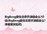 BigBang要在北京開演唱會么?介紹(BigBang要在北京開演唱會么?詳細情況如何)