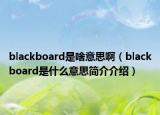 blackboard是啥意思啊（blackboard是什么意思簡(jiǎn)介介紹）