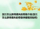劍三怎么獲得遺失的尊敬介紹(劍三怎么獲得遺失的尊敬詳細(xì)情況如何)