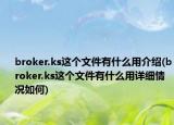 broker.ks這個文件有什么用介紹(broker.ks這個文件有什么用詳細(xì)情況如何)