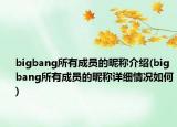 bigbang所有成員的昵稱介紹(bigbang所有成員的昵稱詳細(xì)情況如何)