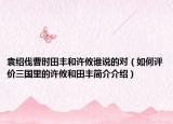 袁紹伐曹時(shí)田豐和許攸誰(shuí)說的對(duì)（如何評(píng)價(jià)三國(guó)里的許攸和田豐簡(jiǎn)介介紹）