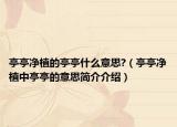 亭亭凈植的亭亭什么意思?（亭亭凈植中亭亭的意思簡(jiǎn)介介紹）